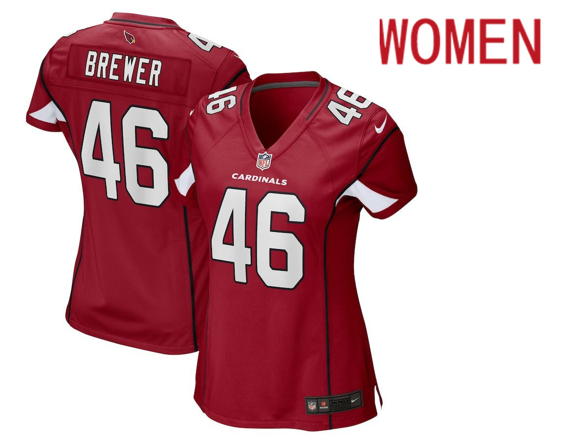Women Arizona Cardinals #46 Aaron Brewer Nike Red Game NFL Jersey->women nfl jersey->Women Jersey